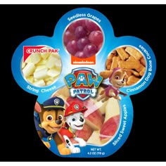 the paw patrol snacks are on display