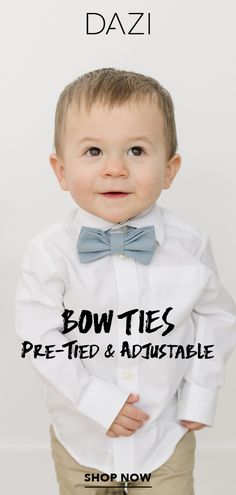 Our new pre-tied bow ties are the perfect accessory for any occasion. We offer two sizes (kid and adult) which both have an adjustable neck strap to fit almost all ages. Each bow tie has a sturdy loop and clasp to ensure a snug and comfortable fit. Don't know how to tie a bow tie? No problem! Baptism Ideas Boys, Tea Party Fashion, Baby Onesie Ideas, Tie A Bow Tie, Dragonfly Embroidery, Elementary School Graduation, Baby Accesories, Boy Sewing, Baby Shower Bbq