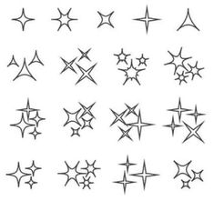 a collection of stars drawn in black ink