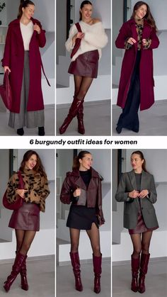 Styling burgundy outfit ideas for winter / spring for women | grey with burgundy outfit idea | leopard with burgundy women outfit idea | women classy outfits | women stylish elegant outfit ideas | burgundy classy women style #burgundy #womenswear #womensstyle #womensoutfits Burgundy Valentines Outfit, Red And Burgundy Outfit, Burgundy Outfits For Women, Classy Women Style, Classy Outfits Women, Outfit Bordeaux, Burgundy Leather Jacket Outfit, Outfit Ideas Burgundy