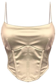 Gold Bustier Crop Cheap Halter Neck Crop Top For Party, Elegant Cheap Tank Top For Clubwear, Cheap Zara Crop Top, Cheap Zara Cropped Top, Cheap Beige Zara Tops, Crop Top Satin, Satin Outfit, Fancy Shirt, Gold Outfit