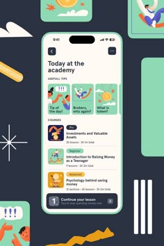 Screenshot of Coinly Academy app section, featuring educational resources like 'Tip of the day', investment courses, and quizzes to teach children about money management Bank App Design, Financial Literacy For Kids, Financial App Ui Design, December Countdown, Fintech App, Banking App Ui Design, Personal Finance App, Financial Knowledge, Mobile Banking App