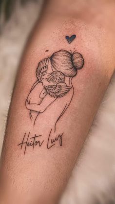 a tattoo on the arm of a person with a heart and an inscription that reads, houston lug