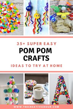 some crafts that are made with pom poms and other things to make them look like