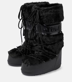 Find MOON BOOT Icon Faux Fur-trimmed Snow Boots on Editorialist. Upper: fabric. Lining: fabric. Sole: fabric insole, rubber sole. Toe shape: round toe. Made in Romania. Includes: shoe box. Black Moon Boots, Birthday Fit Ideas, Black Fur Boots, Fur Boots Women, Birthday Fit, Fur Snow Boots, Genshin Oc, Birthday Fits, Moon Boot