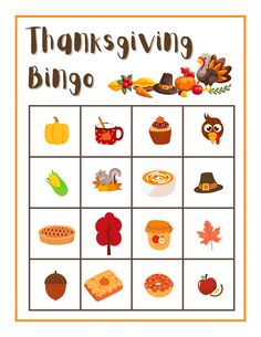 a printable thanksgiving bingo game for kids