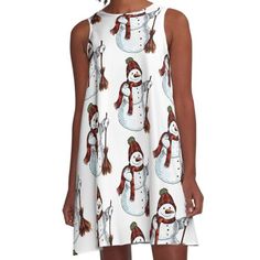 Loose-fit, mid-length sleeveless dress with silky handfeel. Printed on both sides. Machine washable. Size range XS-2XL. A funny and happy snowman. Do you love winter, snow and Christmas?Great gift idea for all snowman fans. Snow And Christmas, Happy Snowman, Super Gifts, Love Winter, Winter Snow, Mid Length, A Line Dress, Sleeveless Dress, A Line