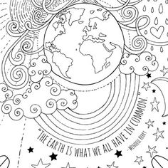 the earth is what we all want to be coloring page with stars, clouds and hearts