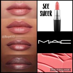 Mac See Sheer Lipstick, Mac Lipstick Shades, Evening Eye Makeup, Estilo Kardashian, Mac Cosmetics Lipstick, Frosted Lipstick, Sheer Lipstick, Makeup Mac, Mac Makeup