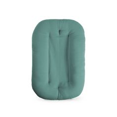 an inflatable seat cushion for the back of a chair, with a light green color