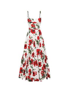 Take an effortless approach to everyday dressing in this cotton poplin maxi dress. Printed with this season's vibrant poppies print, this tiered style radiates in full bloom.