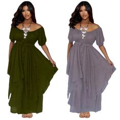 This updated peasant dress has all of the charm of Camelot as well as enough up-to-date fashion flair to take you anywhere. Notable features for this full-length dress include a squared neckline, an elasticized empire waist with drawstring, short sleeves with elastic above the elbow so that you can “poof” them if you want, and the most amazing layered skirt. The under-layer is full length and the shorter over-layer dramatically converges to points in front and back and rises up at each hip, crea Bohemian Closet, Bohemian Clothes Women, Rayon Crinkle, Squared Neckline, Short Sleeve Maxi Dresses, Bohemian Clothing, Full Length Dress, Peasant Dress, Layered Skirt