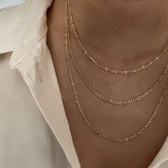 LE sensor necklace Paula Chain Necklace - 16” Double Chain Necklace, Necklaces Gold, Dope Jewelry, Neck Piece, Sustainable Jewelry, Gold Filled Jewelry, Gold Filled Chain, Base Metal, Cable Chain