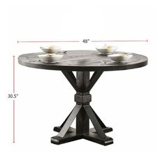 a table with three bowls on it and measurements for the height of the dining room table