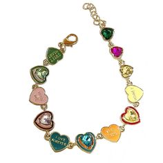 kidcore colorful hearts bracelet boogzel clothing Heart Letters, Letter Bracelets, Bp Outfits, Sweet Aesthetic, Dress Reference, Hearts Bracelet, Wrist Chain, Heart Bracelets, Aesthetic Accessories