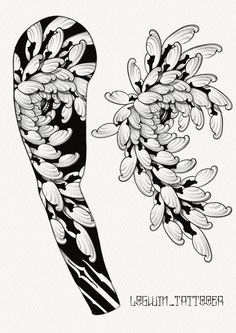 a black and white drawing of a pair of skis with flowers on the side