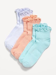 includes 3 pairs of solid socks for women ruffled openings notched toe seams one sizemachine wash according to the care instruction label  . Best Holiday gift for Women , perfect Socks for Christmas! Women’s Socks, Socks For Christmas, Ruffle Socks, Ruffled Socks, Solid Socks, Pajamas Gift, Socks For Women, Family Pajamas, Family Maternity