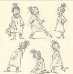 some drawings of children in different poses