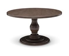 a round wooden table with two pedestals on the top and an oval shaped base