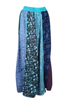 Womens Boho Maxi Skirt, Blue Dori Patchwork, Flared, Long Skirts S/M/L in shades of blue, ,teals adorned with an array of eclectic prints, including abstract, solid, striped, and floral motifs, all beautifully presented on a soft, breathable rayon fabric. This skirt exudes charm and versatility.These vertical panels are adorned with a thick "dori," extending from the waist down to the hem, resulting in a festive boho aesthetic.This long skirt features an accordion pleat design that starts narrow Maxi Skirt Blue, Eclectic Prints, Boho Maxi Skirt, Maxi Skirt Boho, Boho Aesthetic, Long Skirts, Boho Maxi, Boho Women, Rayon Fabric