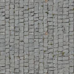 an old cobblestone street with grass growing on the sides and small stones embedded in it