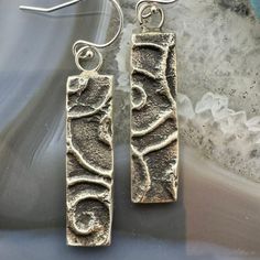 Sterling Silver Tufa Cast Designed Trapeze Earrings For Women, Signed By Native American Navajo Artist Cheyenne Custer. Measure 3/8" X 1 1/4" (Drop 1 5/8")And Weighs 9.17 Grams. (Cceer34ox43) Tufa Casting, Precious Metal Clay, Ear Rings, Metal Clay, Precious Metal, Clay Ideas, Earrings Color, Earrings For Women, Precious Metals