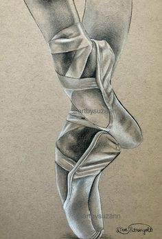 a pencil drawing of a ballerina's feet