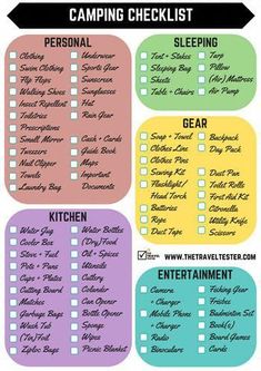 the ultimate camping checklist is shown in this printable version, which includes several items for