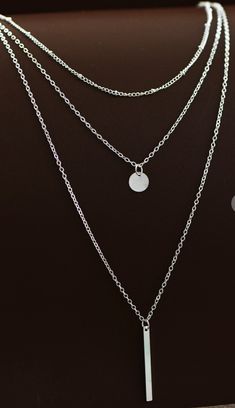 Dainty Chain Multi Layer Necklace Shortest Layer is 14" long + extender Multiple Silver Necklaces, Layered Necklaces Silver Aesthetic, Triple Necklace, Long Necklace Silver, Triple Layer Necklace, Multi Chain Necklace, Silver Necklace Set, Layered Chain Necklace, Layered Necklaces Silver