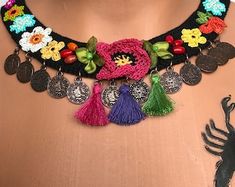 Mexican Jewerly Set. Traditional Little Ceramick Jar Necklace - Etsy Handmade Bohemian Jewelry For Fiesta, Bohemian Handmade Jewelry For Fiesta, Jar Necklace, Mexican Top, Jewelry Mexican, Jewerly Set, Coco Dress, Mexican Blouse, Mexican Dresses