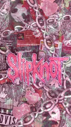 the word slipknot is surrounded by chains and other things that are all over it