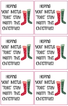 four christmas cards with words on them that say, hoping you must stay warm this christmas season