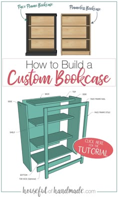 how to build a custom bookcase with instructions for the bottom shelf and bottom shelves