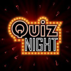 quiz night poster with light bulbs and question mark on it's backgroung