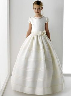 A Step Above Pearled Belt Communion Gown Comunion Dress, Girls First Communion Dresses, Girls Holiday Outfit, Girls Communion Dresses, Holy Communion Dresses, Girls Special Occasion Dresses, First Communion Dress, First Communion Dresses, Girls Boutique Clothing