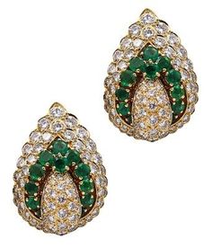 Andre Vassort 1970 Paris Gem Set Earrings 18Kt Gold 19.22 Ctw Diamond Emeralds  | eBay French Jewelry, Diamond Crown, The Atelier, Set Earrings, Fine Jewels, Antique Earrings, Round Brilliant Cut Diamond, Pierced Ears, Solid Yellow