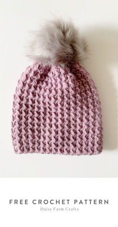 Free crochet pattern - Annie’s Crochet Purple Hat by Daisy Farm Crafts. Free easy-to-follow pattern! Dk Crochet Beanie Free Pattern, Crochet Beanie Stitches, Free Crochet Hats Patterns, Hairstyles Crochet, Daisy Farm Crafts, Crochet Purple, Daisy Farm, Gilet Crochet