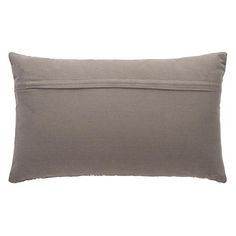 a gray pillow with a zippered closure on the front and back, sitting against a white background