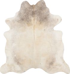 a white and brown cowhide rug on a white background with no other animal skin