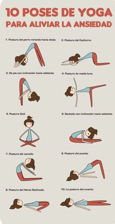 a poster showing how to do yoga for beginners in spanish and english, with instructions