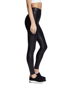 RESTOCK-BESTSELLER! A slick finish adds extra edge to stretchy Spanx faux-leather leggings flattered by a subtle control top. High rise. Medium control. Fit true to size. 87% nylon, 13% spandex. Machine wash cold, dry flat. Imported 26" inseam; 8" leg opening; 8 1/2" front rise; 10" back rise (size Medium) Olive Lounge, Striped Lounge Pants, Leather Legging, Faux Leather Leggings, Leather Leggings, Lounge Pants, Large Black, Black Leggings, Black Pants