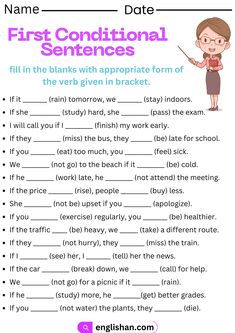 an english worksheet with the words first additional sentences in pink and purple