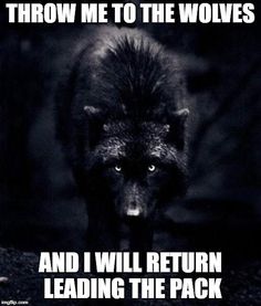 a black wolf with yellow eyes and the caption you can't defat the demons if you still enjoy playing with them