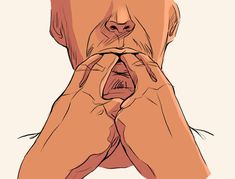 a person with their hands on their face and the other hand over their mouth, as if they were praying