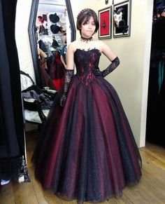 Red Black Gold Dresses, Ballgown Formal Dress, Wedding Gothic Dress, Goth Sweet 16 Dress, Ruby Red Dress Gowns, Punk Ball Gown, Big Pretty Dresses, Black And Red Dress Formal Ball Gowns, Gothic Wedding Dress Red