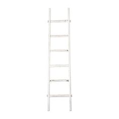 a white ladder leaning against the wall with no one on it's legs or feet