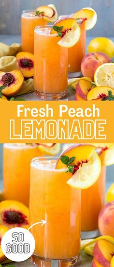 fresh peach lemonade is the perfect way to use up those summertime treats and drink it