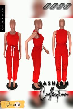 Solid Color Loose Sleeveless Collect Waist Jumpsuit Sleeveless Summer Leisure Jumpsuits And Rompers, Sleeveless Summer Jumpsuits And Rompers For Leisure, Sleeveless Solid Jumpsuits And Rompers For Summer, Sleeveless Jumpsuits And Rompers For Leisure, Casual Drawstring Tank Top For Beach, Casual Sleeveless Jumpsuits And Rompers For Vacation, Casual Sleeveless Tank Top For Leisure, Casual Fitted Jumpsuits And Rompers With Drawstring, Casual Stretch Jumpsuits And Rompers For Summer