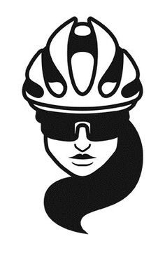 a woman with a helmet and sunglasses on her head is shown in the shape of a female