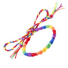 A vibrant rainbow woven construction ensures a fun and whimsical accent to your everyday styles. 7.1'' L Tie closure String Rainbow Bracelet, Woven Rattan, Garden Jewelry, Gifts For Your Girlfriend, Rainbow Design, Bracelet Crafts, Colorful Bracelets, Wristbands, Bracelets And Charms